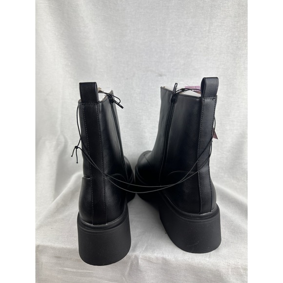 Wild Fable Honor Black Platform Front Zip Boots Faux Leather Memory Foam Size 9 - Picture 4 of 7
